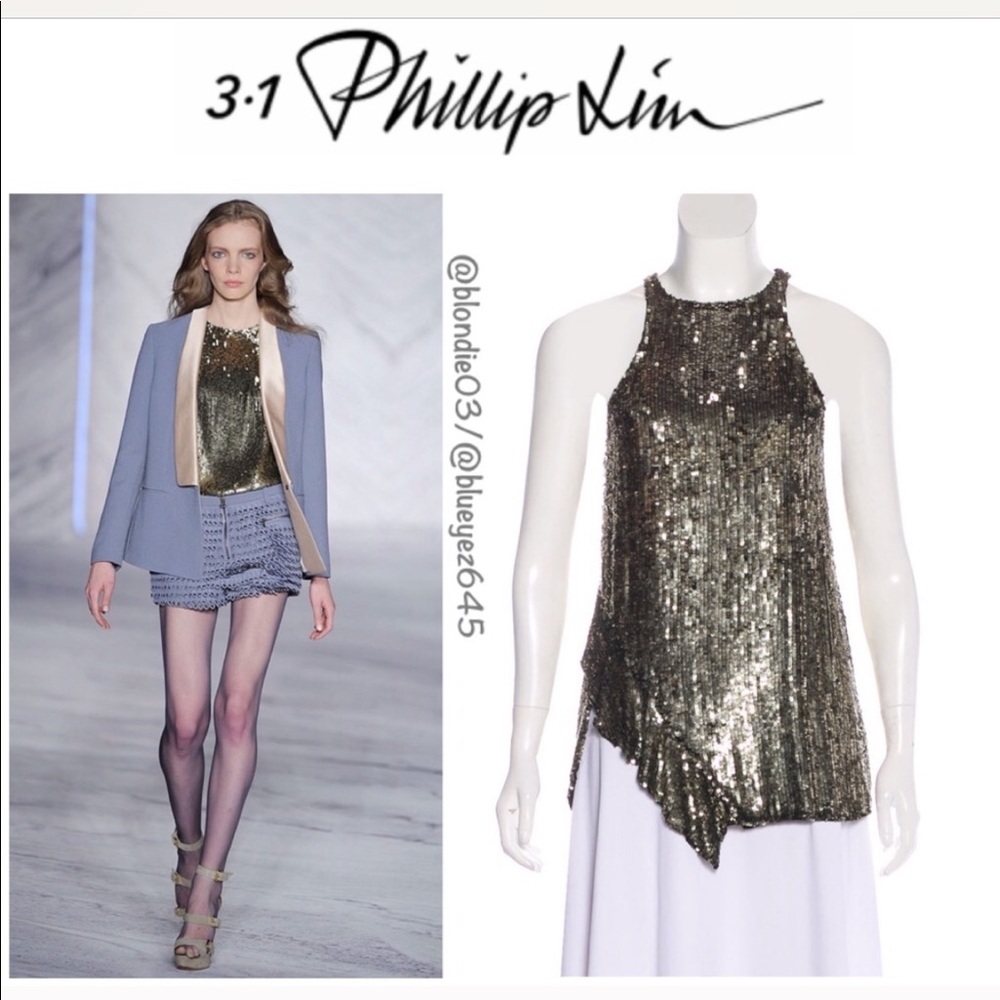 3.1 Phillip lim gold sequined racerback tank shirt